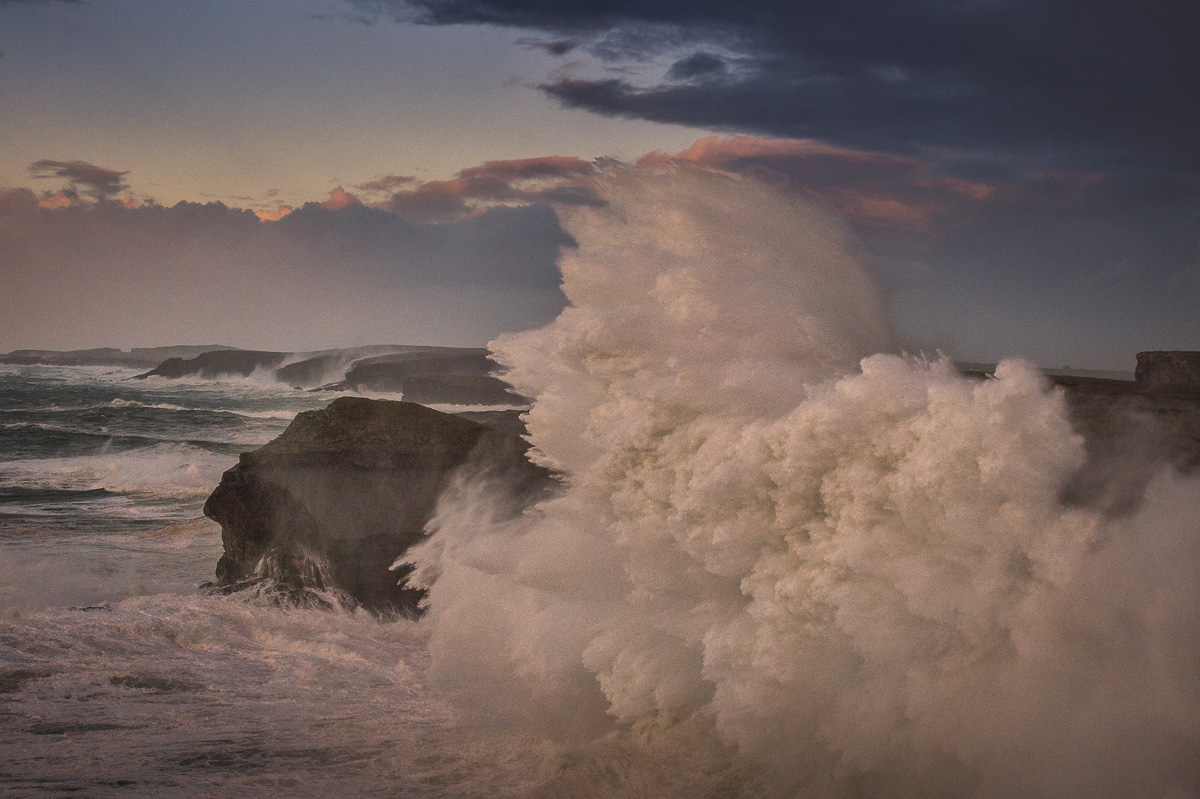big storm waves crush cliffs at Kilkee